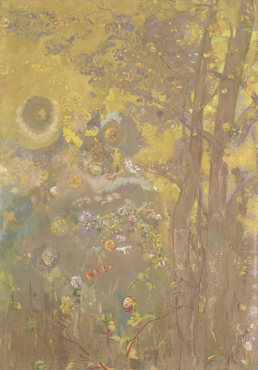 雷东石作品:  黄色背景中的树木   高清大图下载