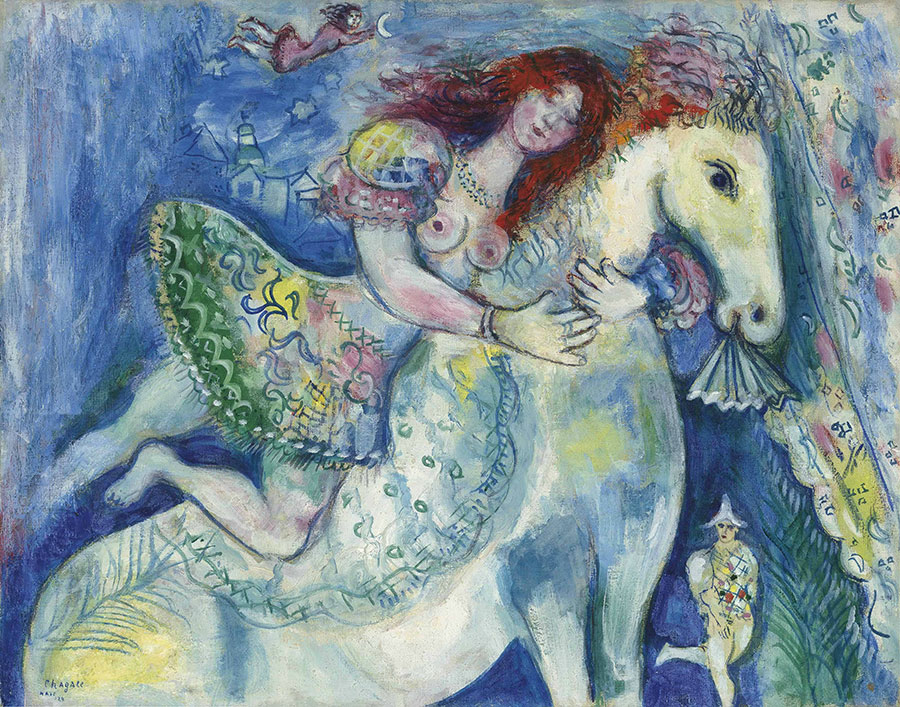 夏加尔油画作品:  骑白马的女孩  高清图片素材下载