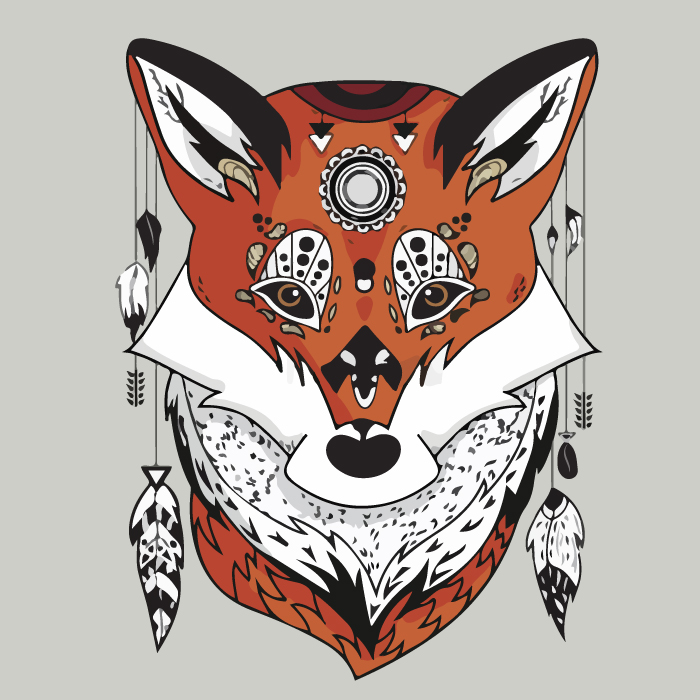狐狸和羽毛装饰画
