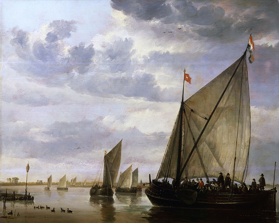 阿尔伯特·库普作品:海面上的帆船油画欣赏