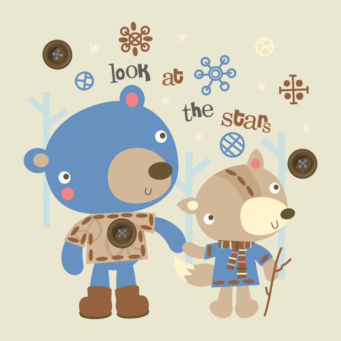 高清电脑卡通装饰画作品: 二只小熊