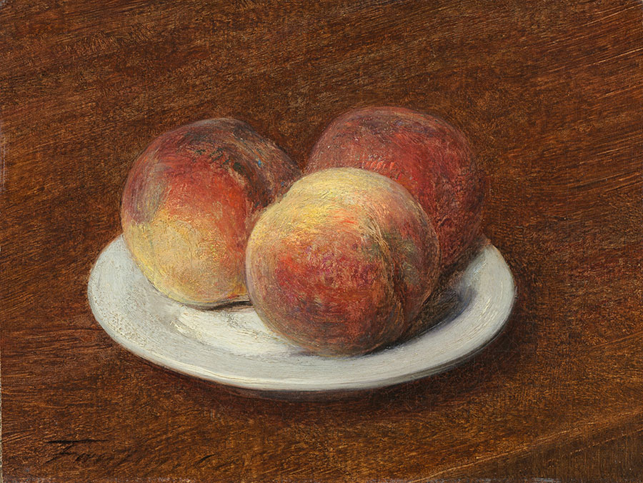 拉图尔作品: 盘子里的三個桃子 Three Peaches on a Plate