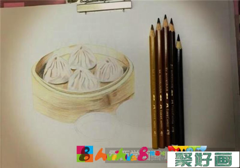 小笼包彩铅画