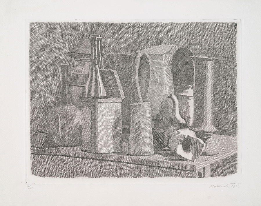 莫兰迪素描作品: 桌子上的瓶子素描
