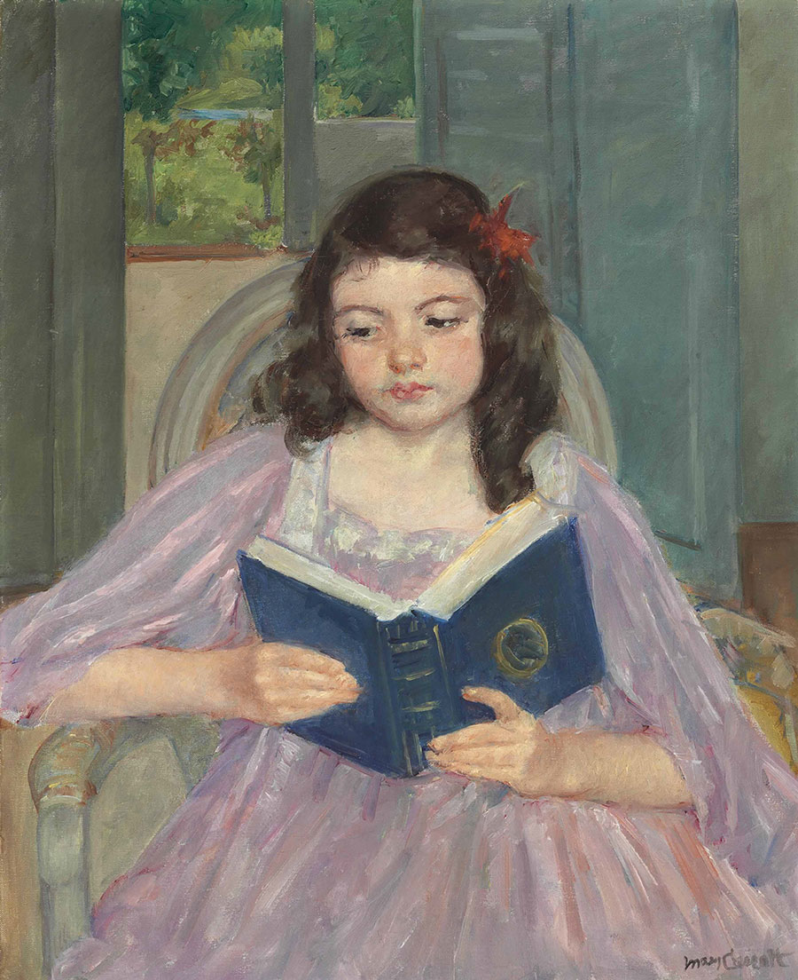 在圆椅上阅读的方斯丝 Francoise in a Round-Backed Chair, Reading