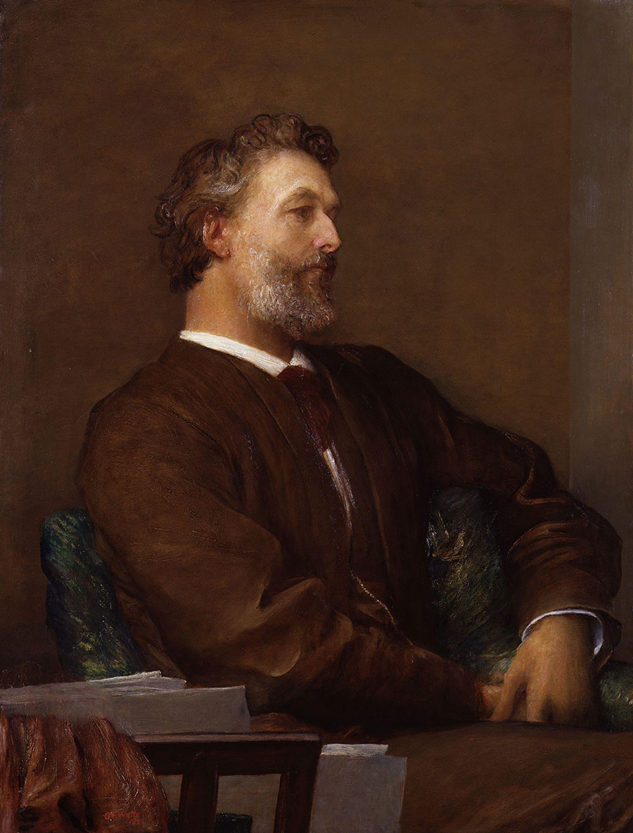 弗雷德里克·莱顿肖像油画作品: 坐着的男人肖像