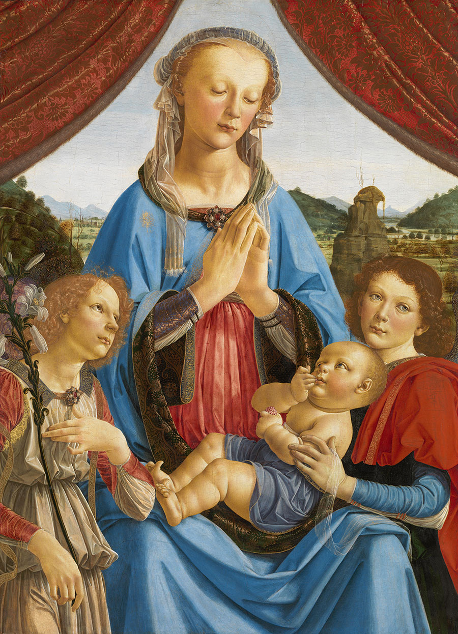 达芬奇作品 圣母为婴儿祈祷 高清油画大图下载
