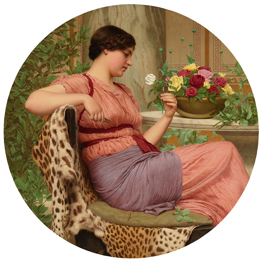 格维得作品: 赏花的妇女油画欣赏