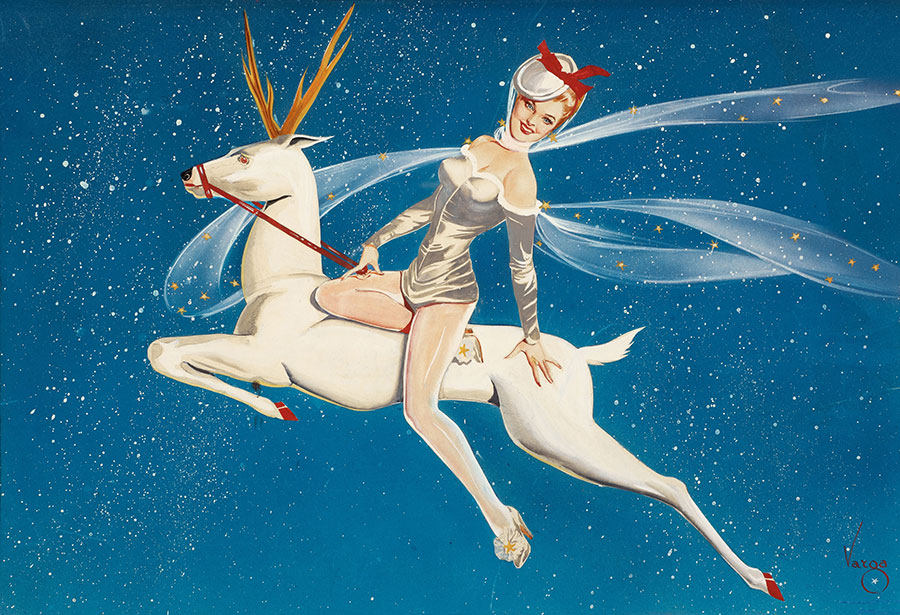 巴尔加斯插画作品:骑马的迷人女孩