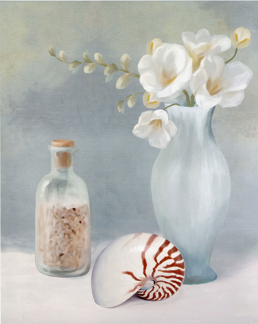 现代欧式客厅三联画 淡雅海螺和花瓶装饰画素材下载 B