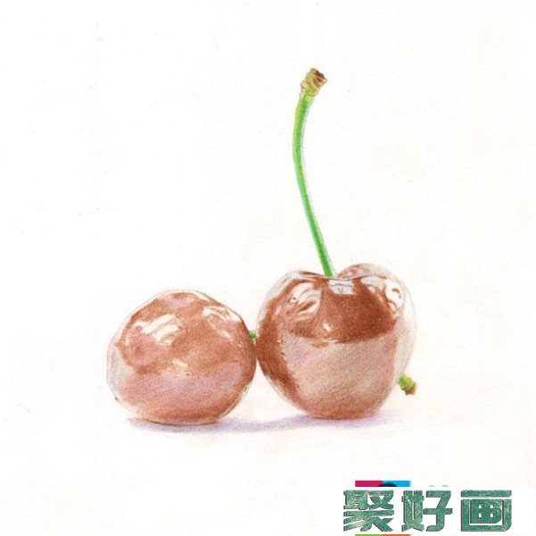 彩铅画入门：简单的樱桃彩铅画教程