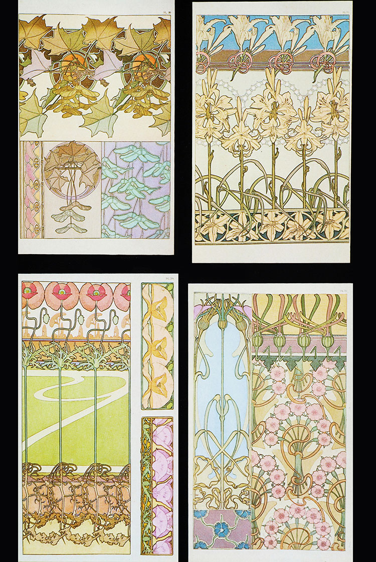 穆夏作品 植物图案,手绘花卉图案画,高清手绘花纹下载