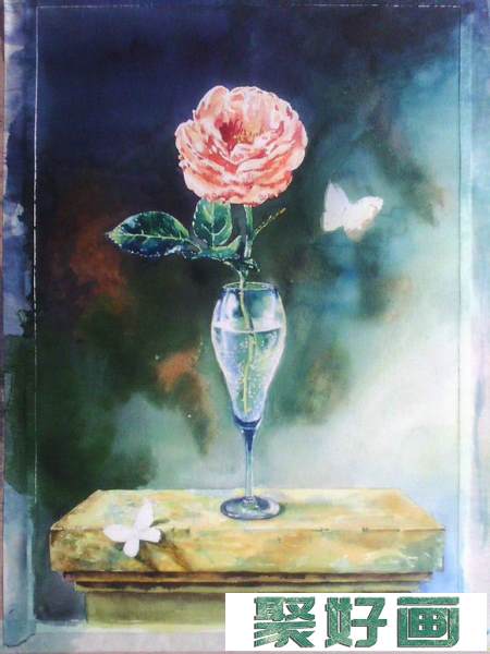 水彩临摹油画玫瑰静物绘画步骤过程 - 绘画吧10