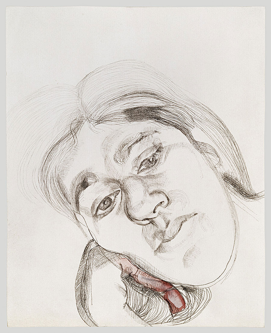 画家弗洛伊德素描高清作品 女人头像素描稿
