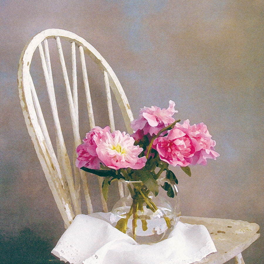 椅子上的花瓶水彩画