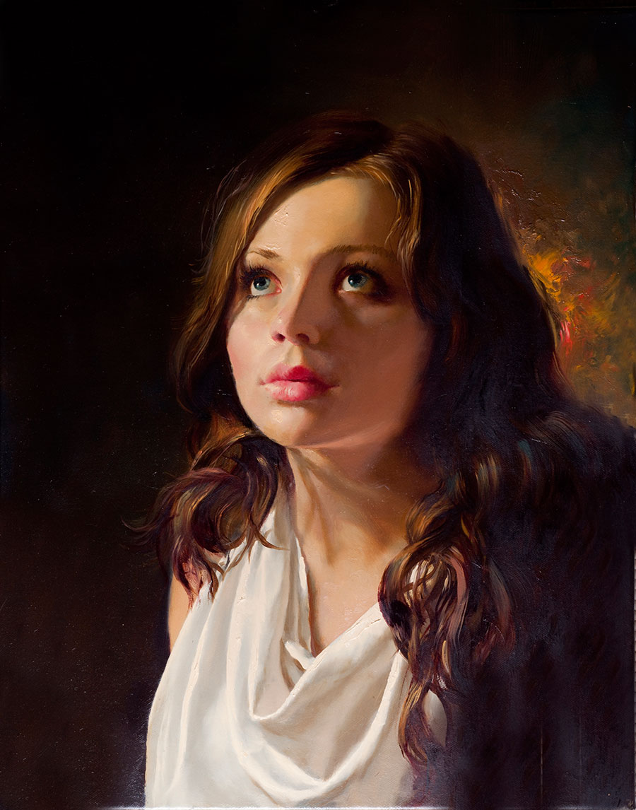 阿列克谢安东诺夫油画作品: 女孩肖像油画