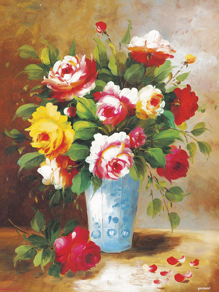 现代行画油画素材: 一瓶玫瑰花 B