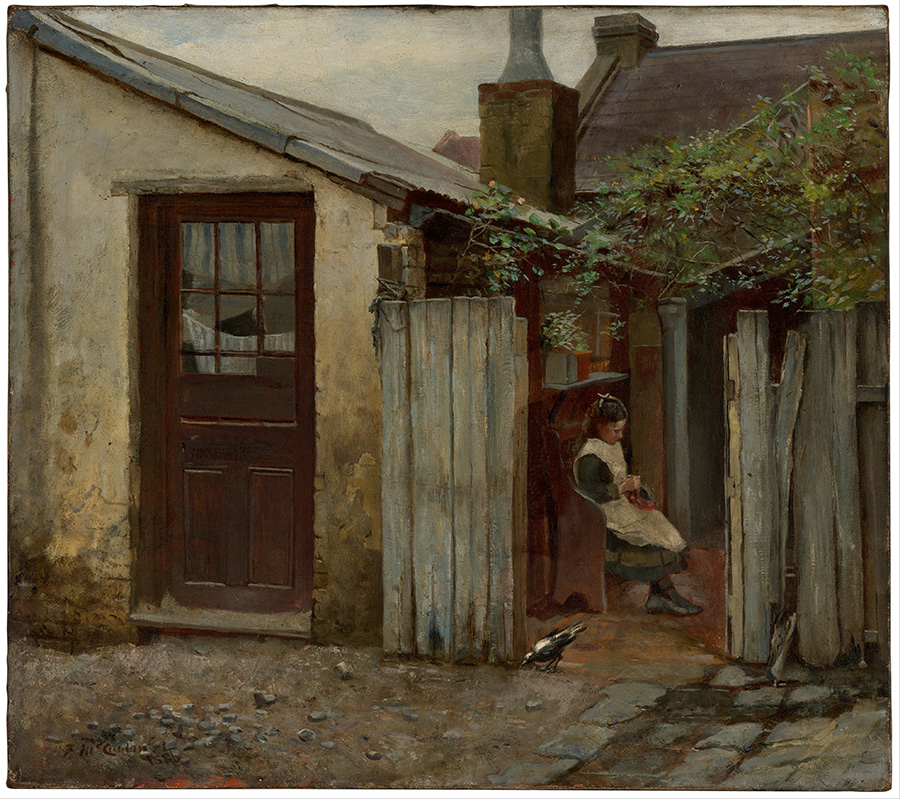 弗雷德里克·麦卡宾 (Frederick McCubbin ）Girl with bird at the King Street bakery