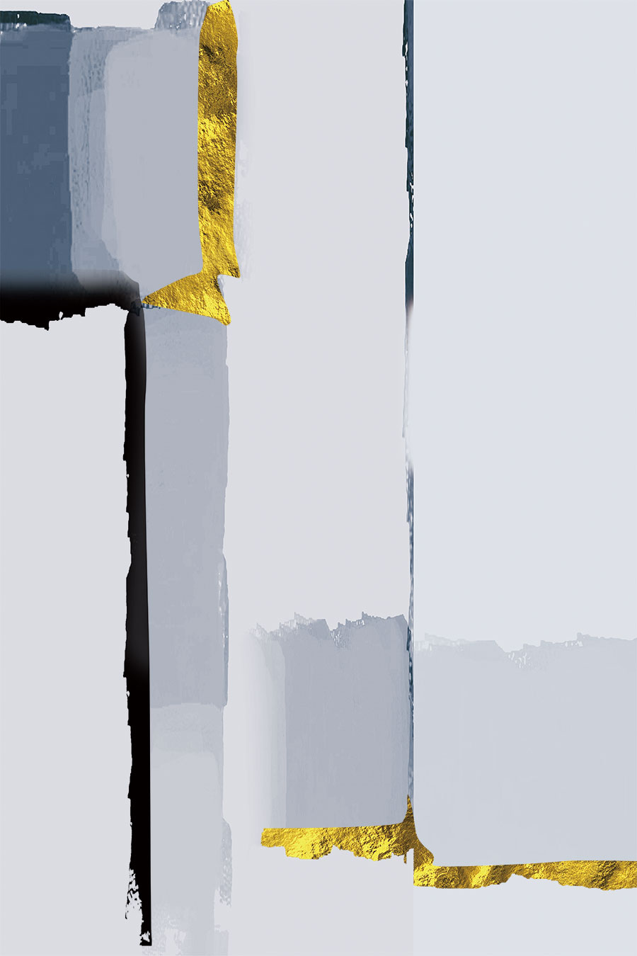现代简约金箔抽象画: 金色蔚蓝系列 A