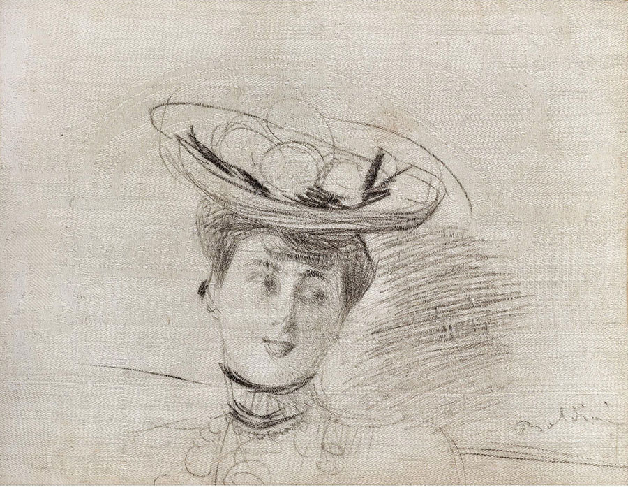 乔瓦尼·波尔蒂尼素描作品:女人头像