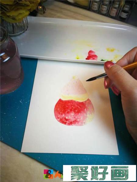 草莓雪人水彩画