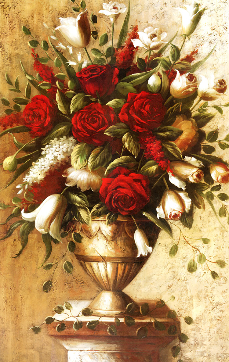 欧式花坛装饰画: 花坛里的玫瑰花
