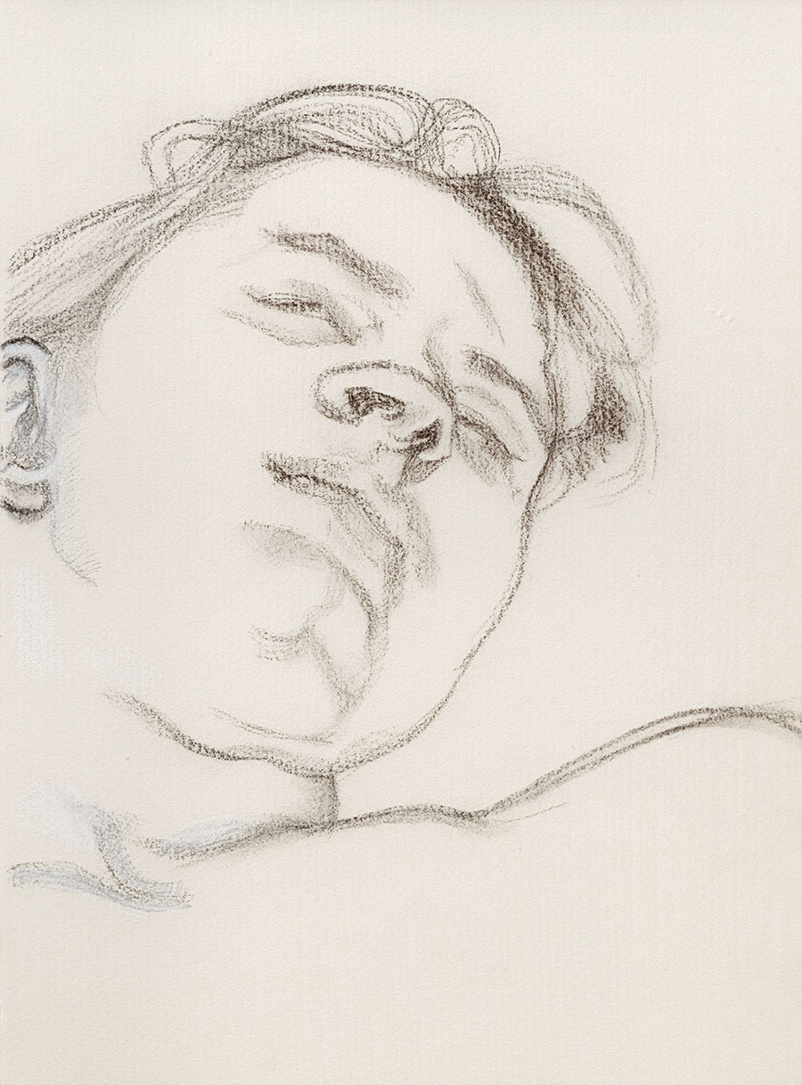 弗洛伊德素描作品: 睡着的女人头像 高清图片素材下载