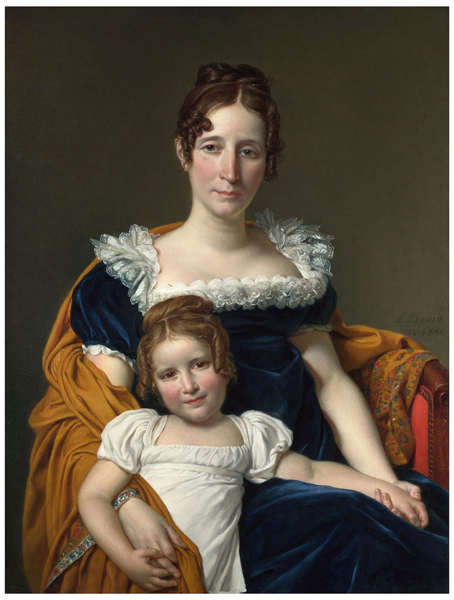 雅克路易大卫作品: 威兰十四伯爵夫人与女儿高清油画欣赏
