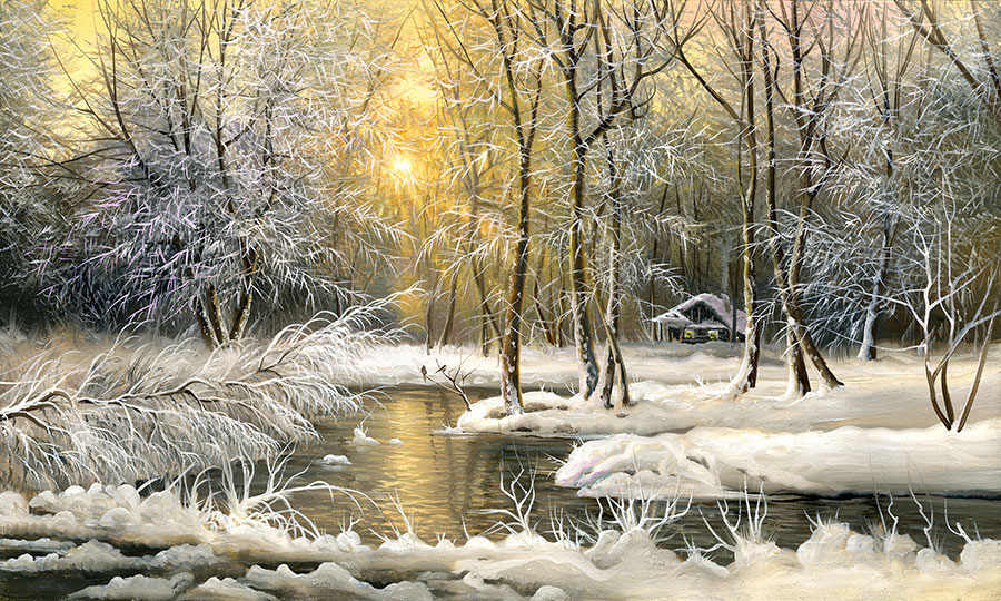 冰天雪地油画, 冬天雪景油画欣赏