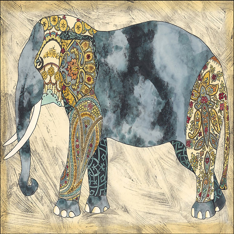 装饰画设计素材之中东风格插画下载: 大象装饰画