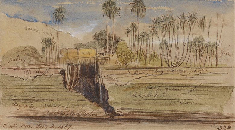 爱德华·李尔风景水彩速写系列: Between Ibreem and Wady Halfeh, 2-45 pm, 2 February 1867