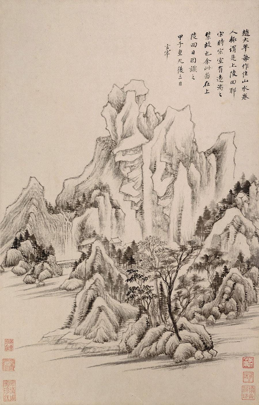 董其昌-仿古山水画高清作品欣赏 G（纳尔逊)