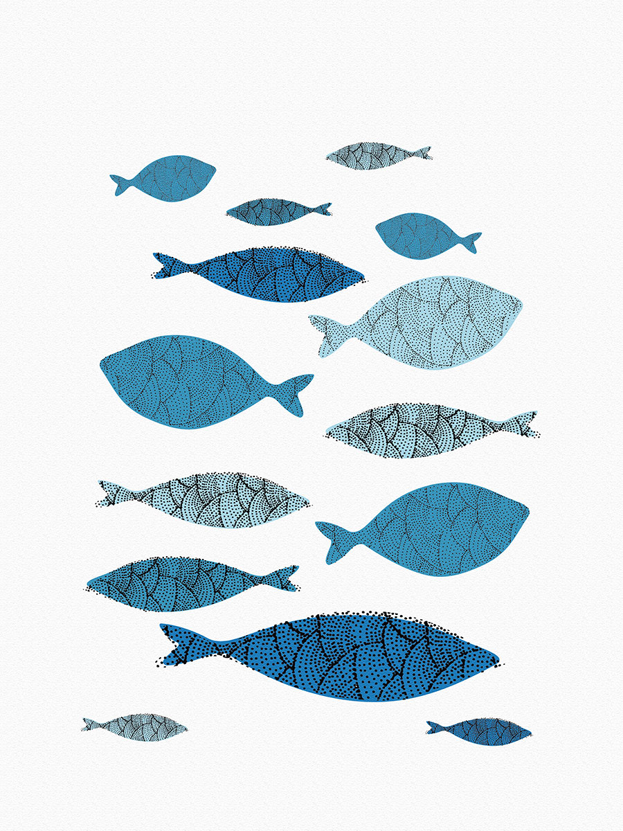 现代北欧装饰画素材: 鱼群  A