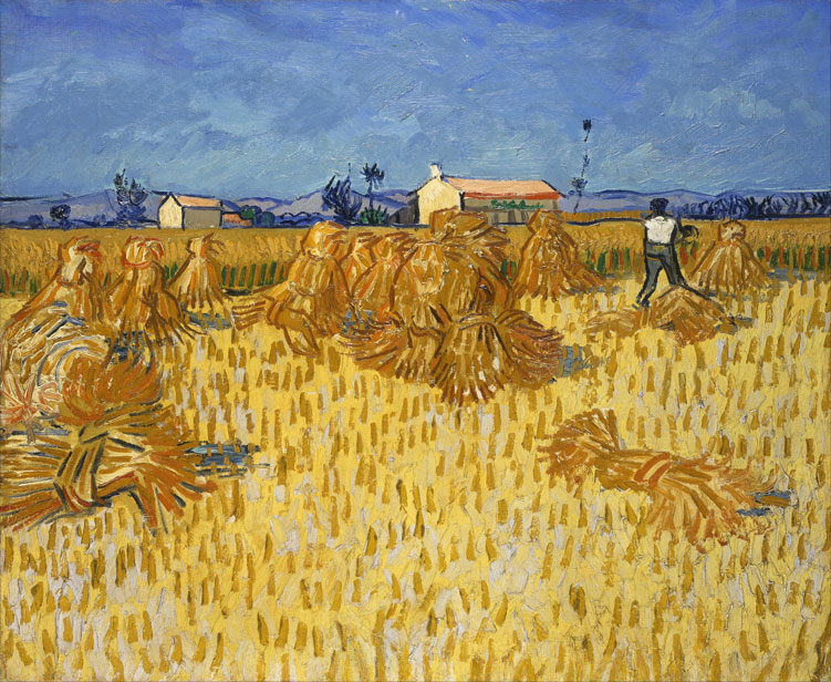 梵高风景油画：普罗旺斯的玉米收获