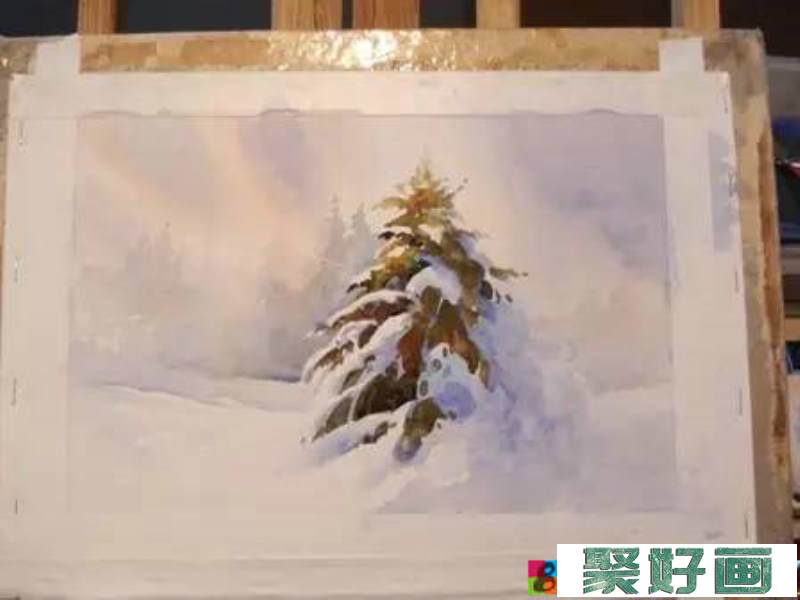 如何用水彩画一个冬天的雪景