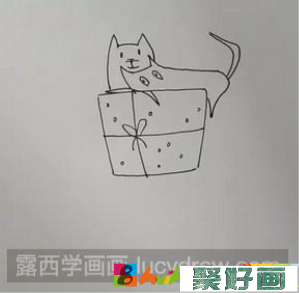 猫和礼盒儿童画