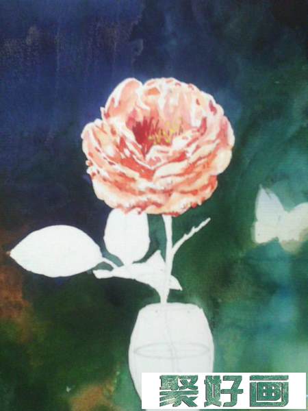 水彩临摹油画玫瑰静物绘画步骤过程 - 绘画吧5