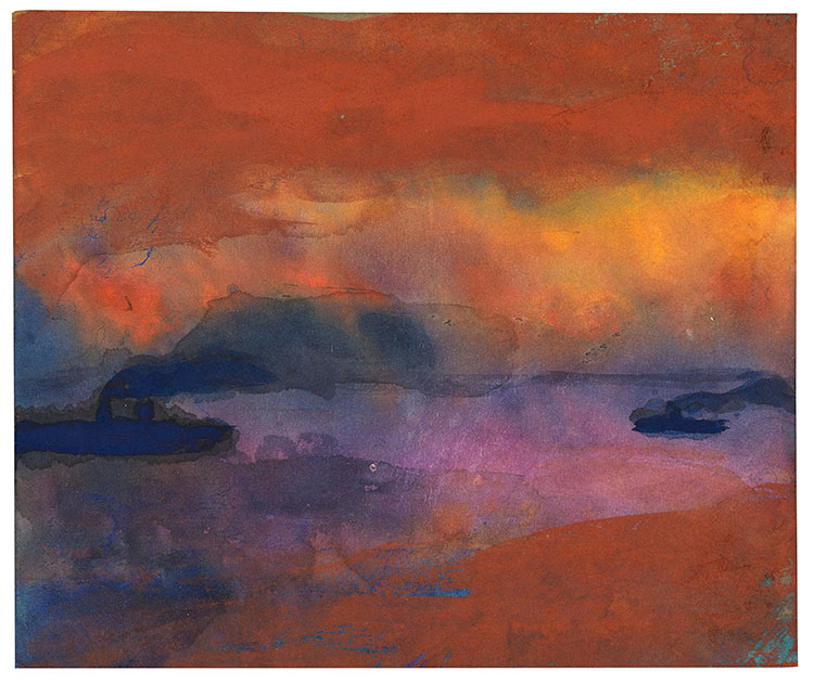 欧美抽象油画EMIL NOLDE作品:  EMIL NOLDE-Dampfer auf See, Vor