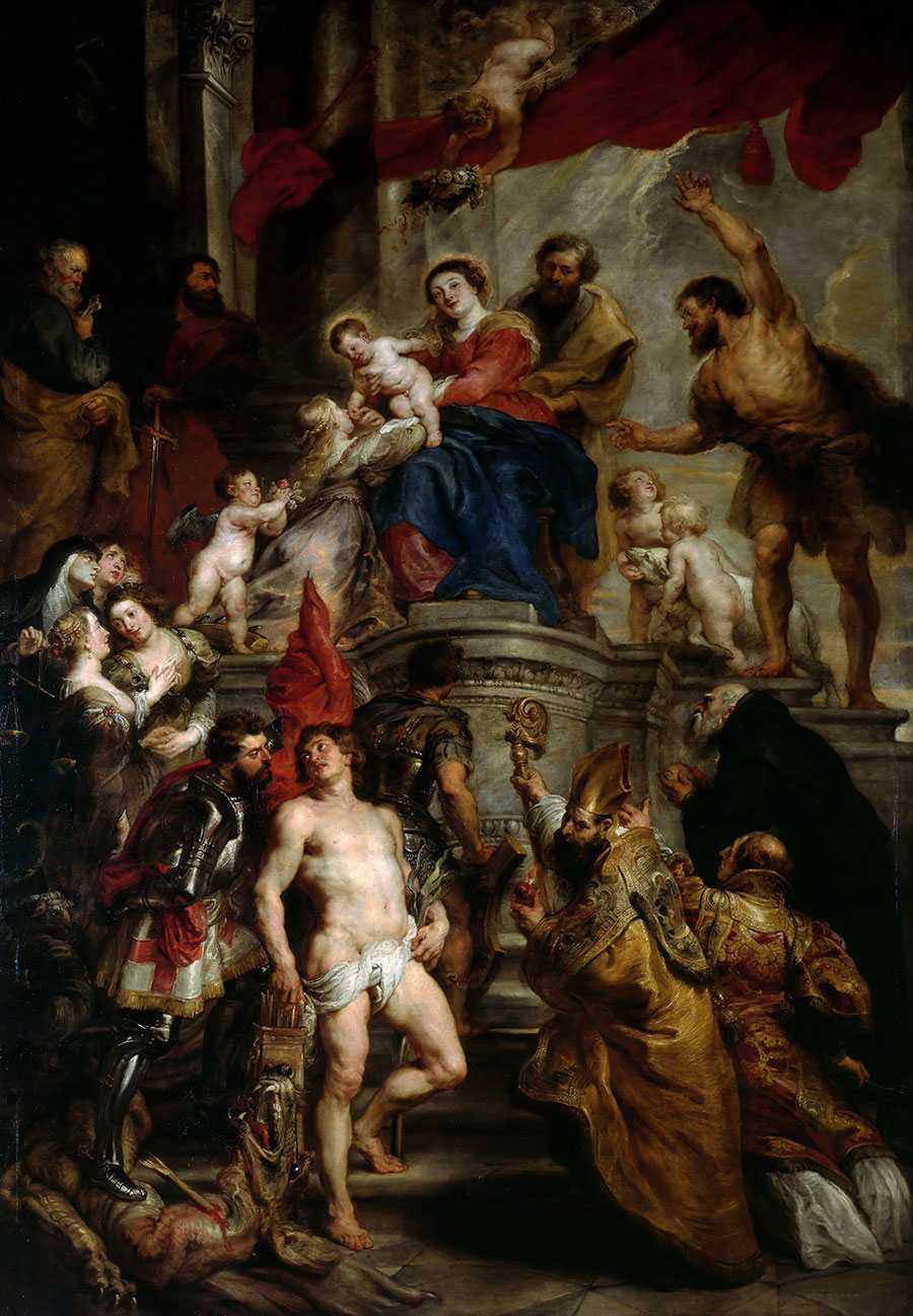 鲁本斯油画作品: 群雄瞻仰圣母与圣婴油画下载