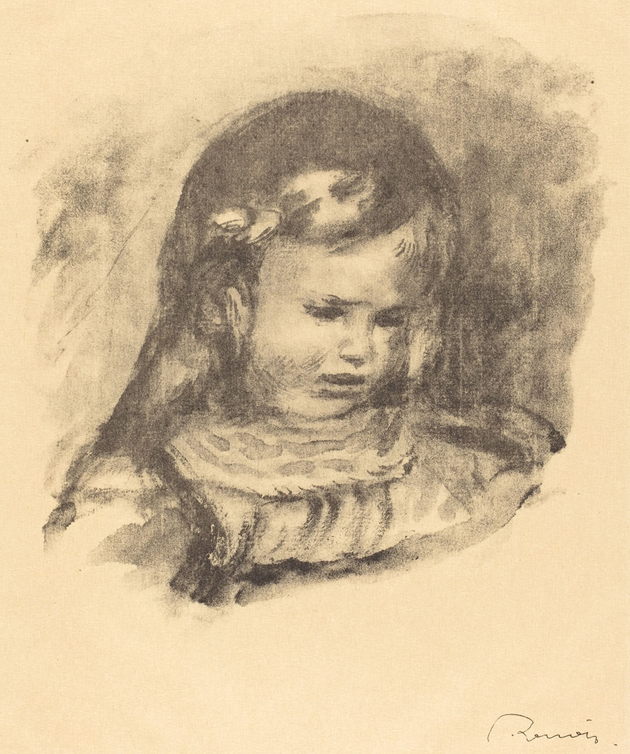 雷诺阿素描作品:Claude-Renoir, head-lowered