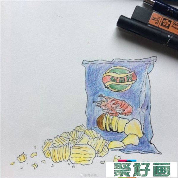 彩铅画教程：教你画香脆的薯片