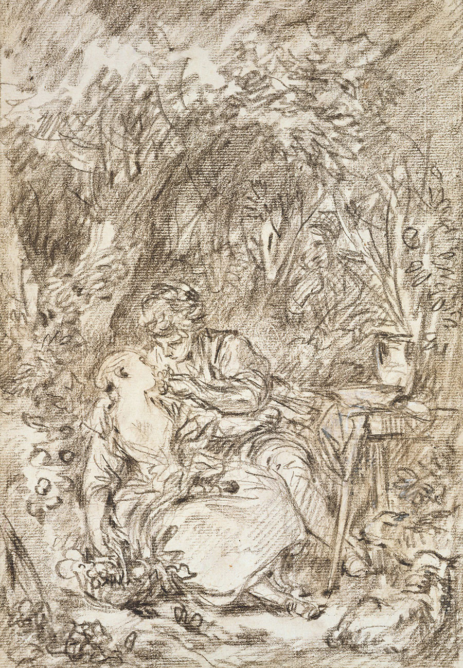 布歇素描作品: 森林里的情侣
