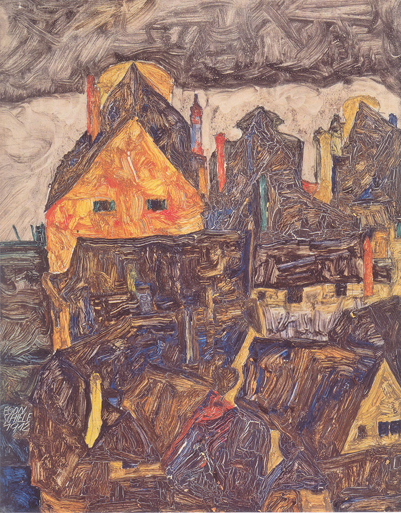 埃贡·席勒风景画高清大图下载: 房子油画