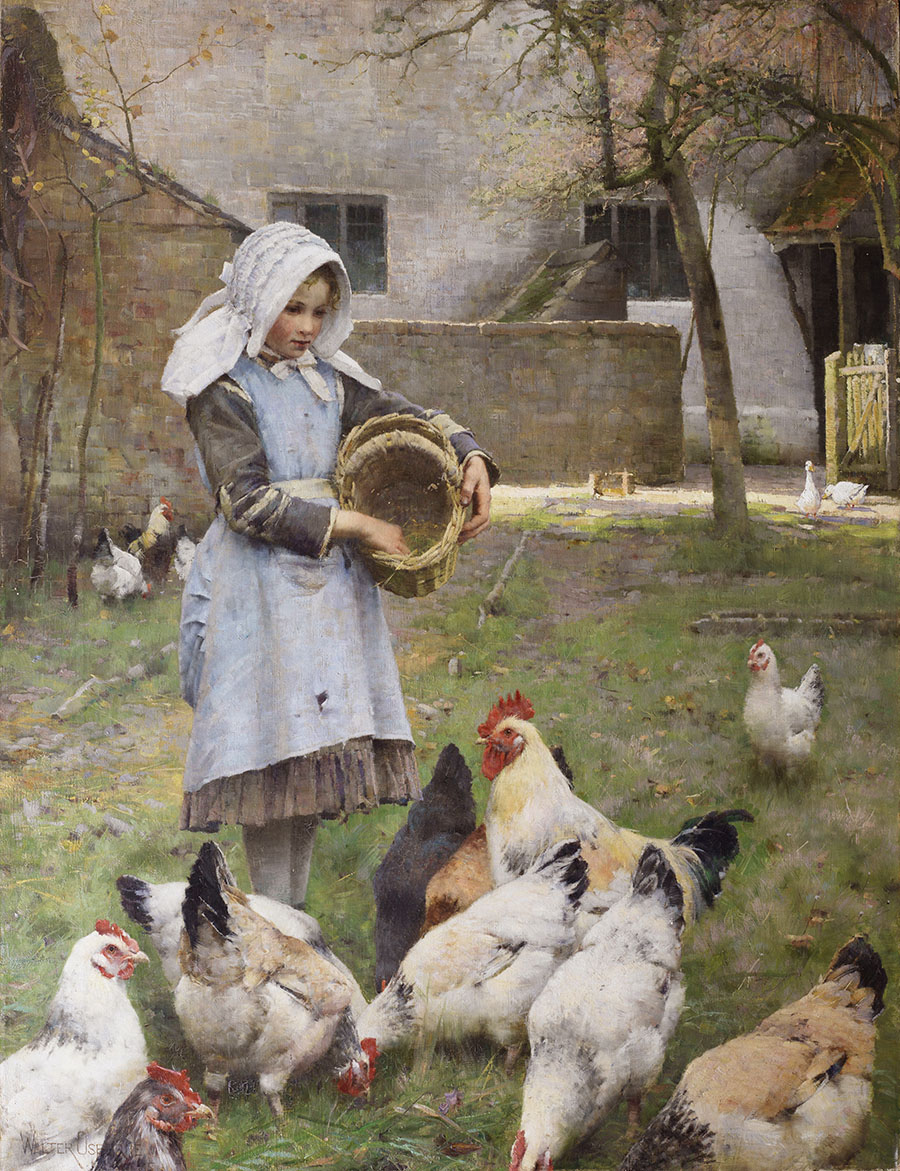 沃尔特·奥斯本 Walter Osborne Feeding the chickens
