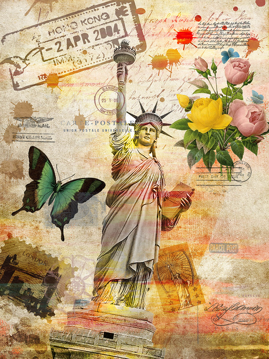 著名建筑装饰画高清素材图片: 美国自由女神像