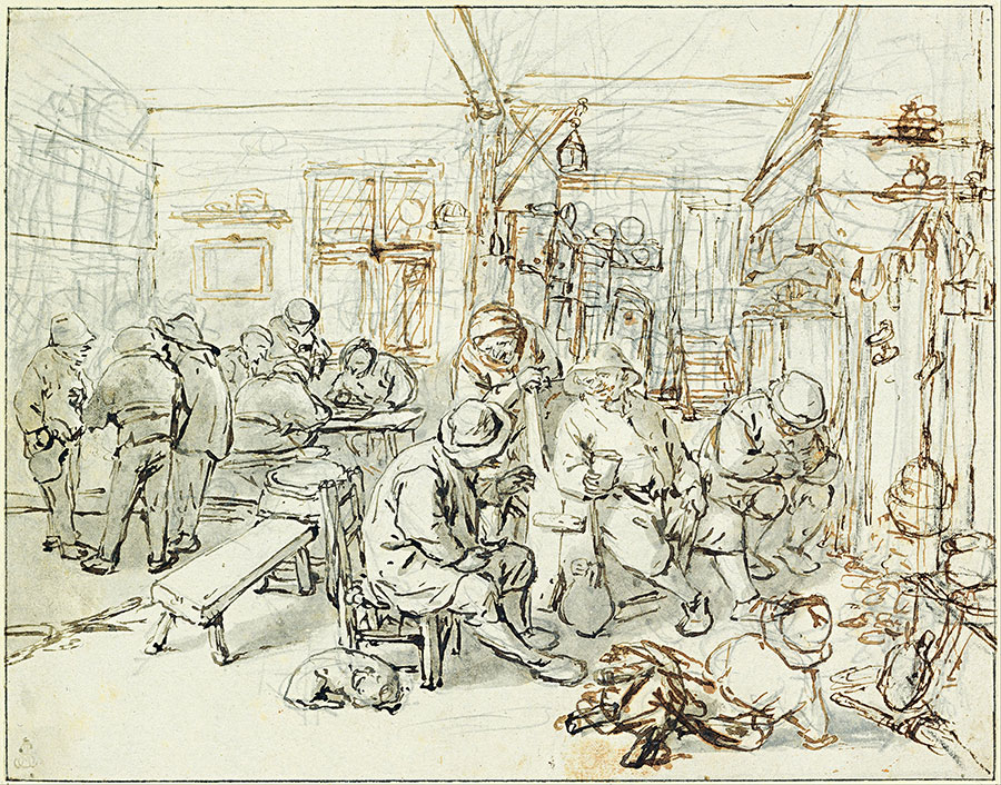 扬·斯特恩作品: 酒馆里的农民 - Company of Peasants in a Tavern