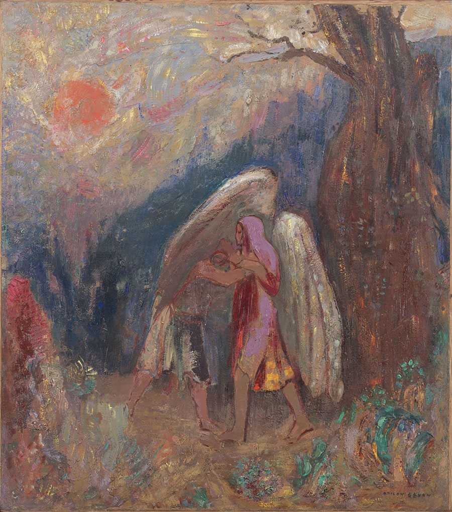 雷东高清油画作品:  Jacob and the Angel 雅各伯和天使