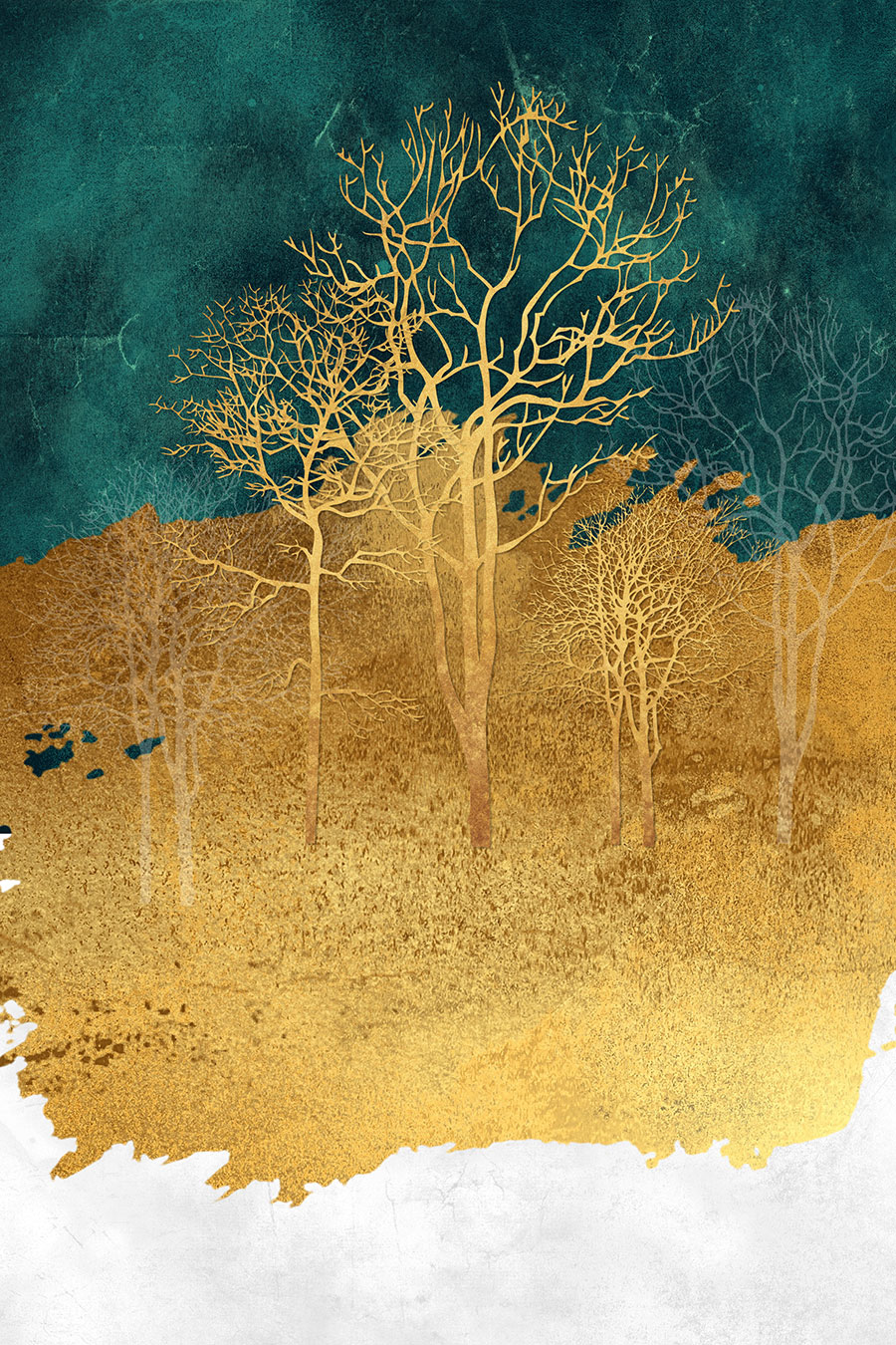 现代晶瓷画素材:山野中的树木抽象画 B