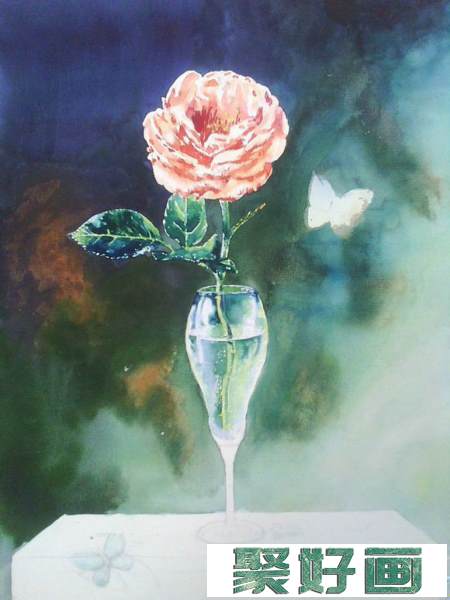 水彩临摹油画玫瑰静物绘画步骤过程 - 绘画吧8