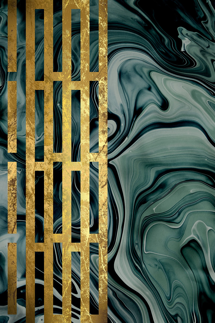 水性抽象画结合金箔的装饰画素材下载  A